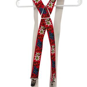 No Brand Red Oktoberfest Germany Adult Costume Edelweiss Suspenders